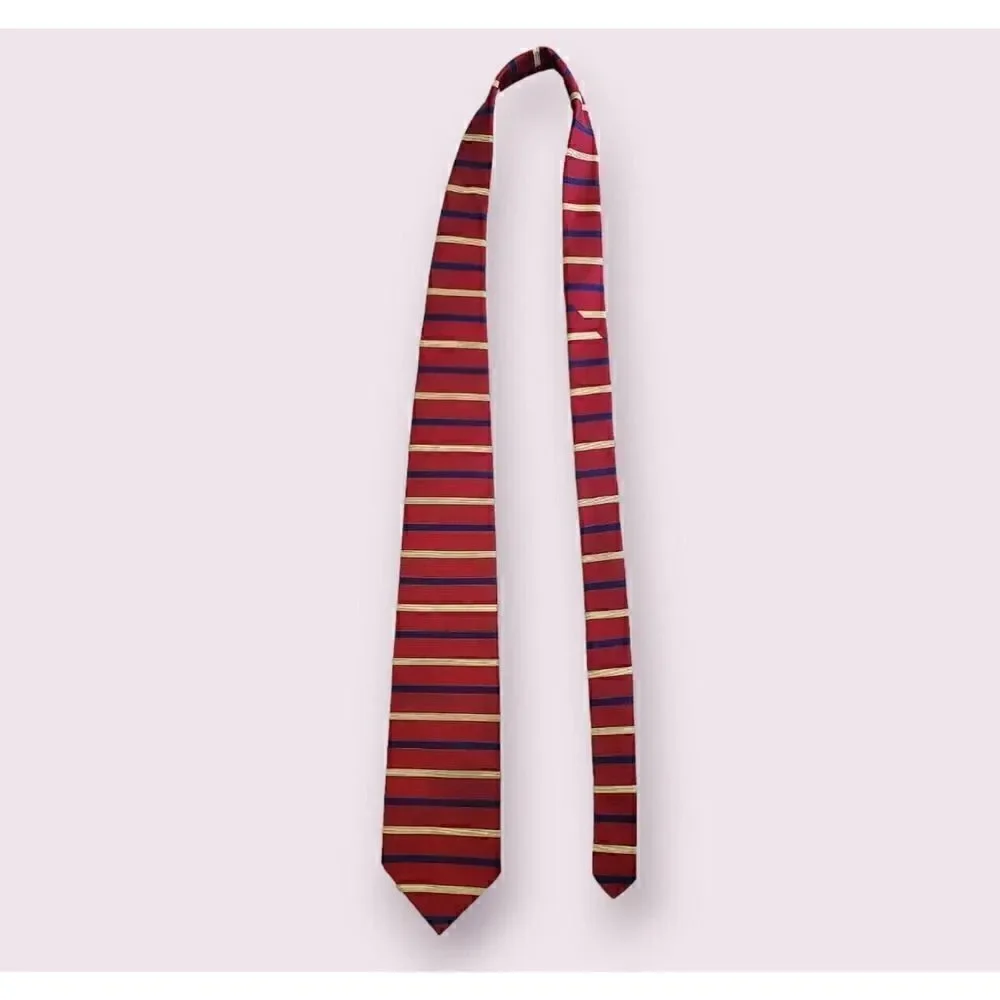 Brooks Brothers Makers Blue, Red & Gold Striped Necktie Tie Preppy | Ivy | Trad